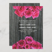 Barnwood en Hot Pink Rozen Weddenschap Kaart (Voorkant / Achterkant)