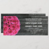 Barnwood en Hot Pink Rozen Weddenschap Kaart (Voorkant / Achterkant)