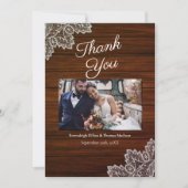 Barnwood en kanten bruiloft dank u kaart (Voorkant)