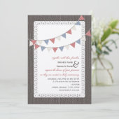 Barnwood en Lace geïnspireerd met Bunting Wedding Kaart (Staand voorkant)