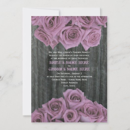 Barnwood en Roses Wedding Invitation Kaart (Voorkant)