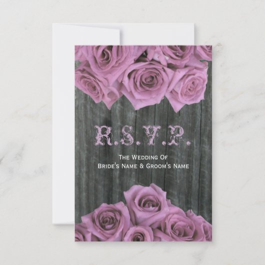 Barnwood en Roses Wedding RSVP (Voorkant)