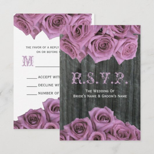 Barnwood en Roses Wedding RSVP (Voorkant / Achterkant)