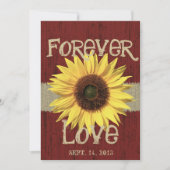 Barnwood en Zonnebloem Bruiloft Kaart (Voorkant)