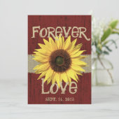 Barnwood en Zonnebloem Bruiloft Kaart (Staand voorkant)