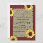 Barnwood en Zonnebloem Bruiloft Kaart (Achterkant)