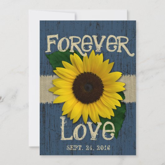 Barnwood en Zonnebloem Bruiloft Kaart (Voorkant)