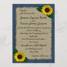 Barnwood en Zonnebloem Bruiloft Kaart