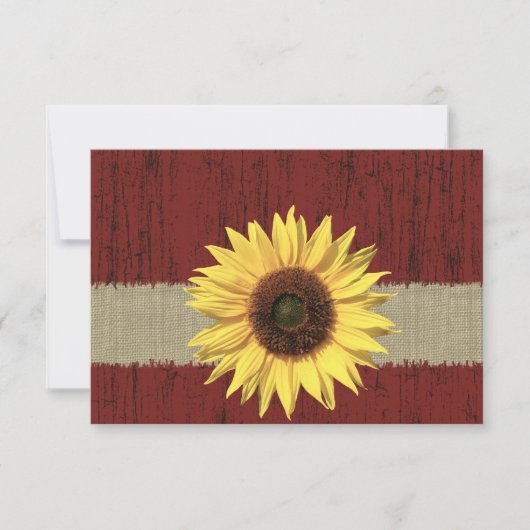 Barnwood en Zonnebloem Bruiloft RSVP (Voorkant)