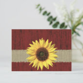 Barnwood en Zonnebloem Bruiloft RSVP (Staand voorkant)