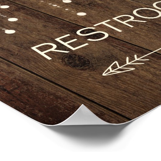 Barnwood Fairy Lights Linker Pijl Badkamer Teken Poster (Hoek)