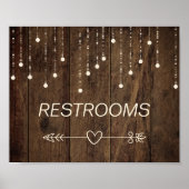 Barnwood Fairy Lights Linker Pijl Badkamer Teken Poster (Voorkant)