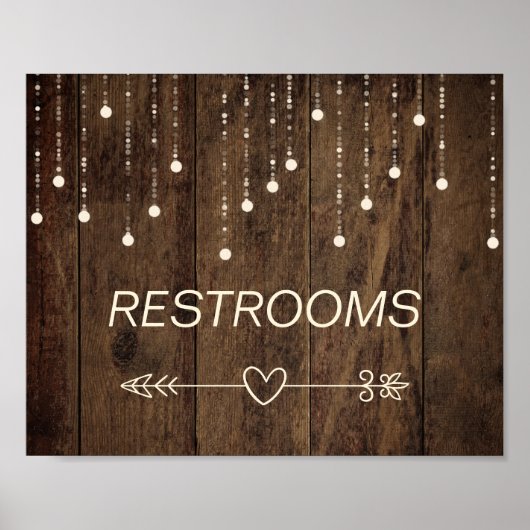 Barnwood Fairy Lights Linker Pijl Badkamer Teken Poster (Voorkant)