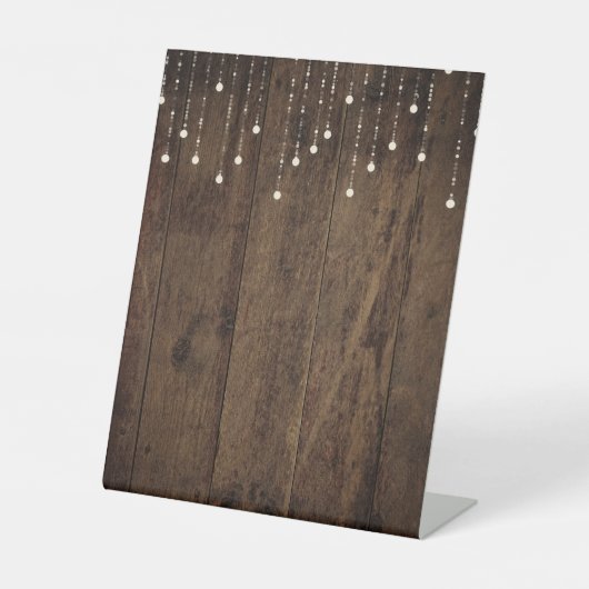 Barnwood Fairy Lights Pedastal Bar Menu Reclamebord Met Voetstuk (Voorkant)