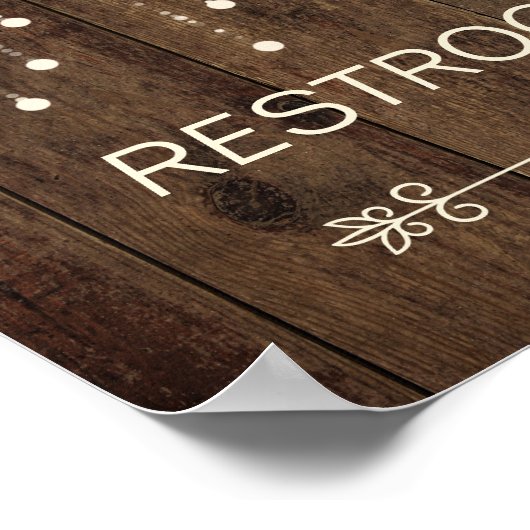 Barnwood Fairy Lights Pijl Rechts Badkamer Teken Poster (Hoek)