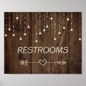Barnwood Fairy Lights Pijl Rechts Badkamer Teken Poster (Voorkant)