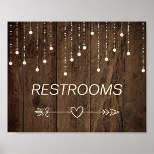 Barnwood Fairy Lights Pijl Rechts Badkamer Teken Poster