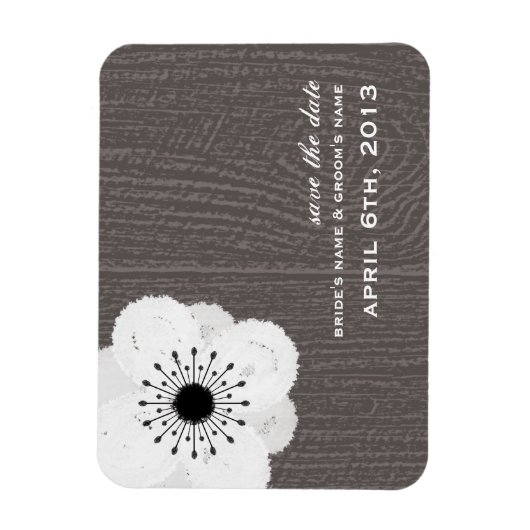 Barnwood geïnspireerd Frans Anemone slaat de datum Magneet (Verticaal)