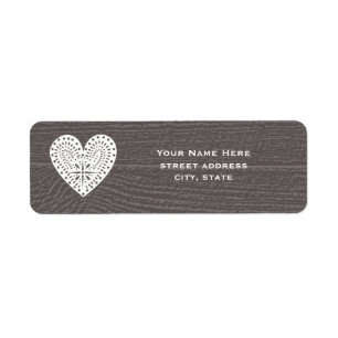 Barnwood Geïnspireerd Lace Heart Address Label