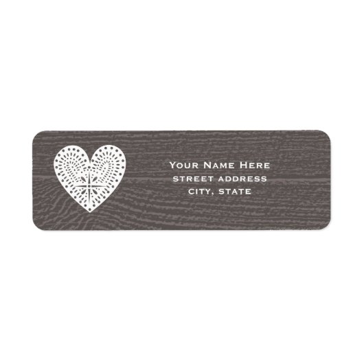 Barnwood Geïnspireerd Lace Heart Address Label (Voorkant)
