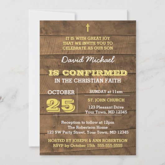 Barnwood Gold Bevestiging Uitnodiging (Voorkant)