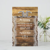 Barnwood, kant Hoefijzers bruiloft programma (Staand voorkant)