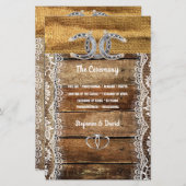 Barnwood, kant Hoefijzers bruiloft programma (Voorkant / Achterkant)