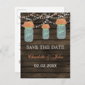 Barnwood koraal bloemen metselaar potten opslaan d aankondigingskaart (Voorkant / Achterkant)