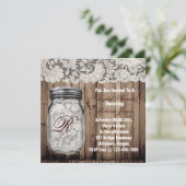 Barnwood Lace Country Mason Jar vrijgezellenfeest Kaart (Staand voorkant)