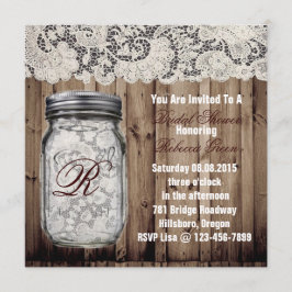 Barnwood Lace Country Mason Jar vrijgezellenfeest Kaart