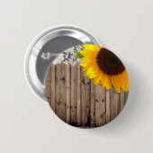 barnwood lace rustisch western land zonnebloem ronde button 5,7 cm (Voorkant /achterkant)