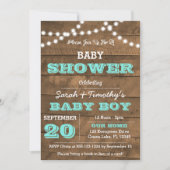 Barnwood Lights Aqua Baby shower Kaart (Voorkant)
