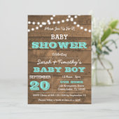 Barnwood Lights Aqua Baby shower Kaart (Staand voorkant)