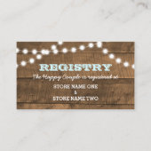 Barnwood Lights Aqua Bruids Huwelijksregister Informatiekaartje (Voorkant)