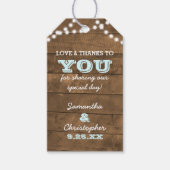 Barnwood Lights Aqua Bruiloft Dank u Cadeau Labels Cadeaulabel (Voorkant)