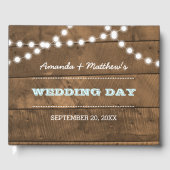 Barnwood Lights Aqua Bruiloft Gastenboek (Voorkant)