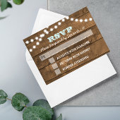 Barnwood Lights Aqua Bruiloft RSVP Kaart