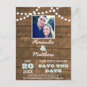 Barnwood Lights Aqua Bruiloft Save the Date Aankondigingskaart (Voorkant)