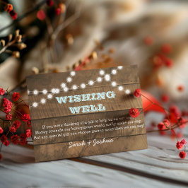Barnwood Lights Aqua Bruiloft Wishing Well Informatiekaartje