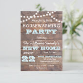Barnwood Lights Aqua Housewarming Uitnodigingen (Staand voorkant)