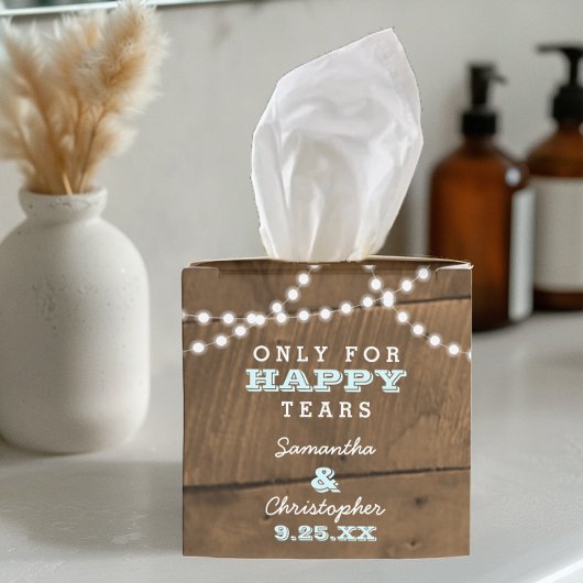 Barnwood Lights Aqua Mini Bruiloft Tissue Dozen Bedankdoosjes
