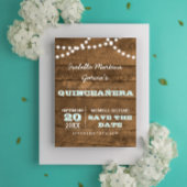 Barnwood Lights Aqua Quinceañera Bewaar de datum Aankondigingskaart