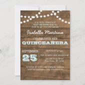 Barnwood Lights Aqua Quinceañera uitnodiging (Voorkant)