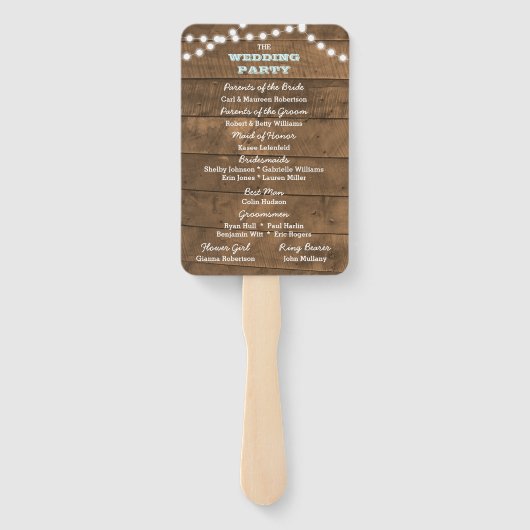 Barnwood Lights Aqua Trouwprogramma Hand Fans Handwaaier (Achterkant)