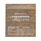 Barnwood Lights Aqua Wedding Favor Snoep Wrappers Notitieblok (Voorkant)