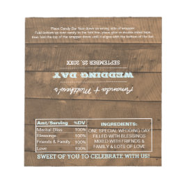 Barnwood Lights Aqua Wedding Favor Snoep Wrappers Notitieblok