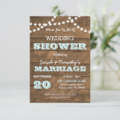 Barnwood Lights Aqua Wedding Party Sm Uitnodiging (Staand voorkant)