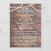 Barnwood Lights Blauw Bruiloft Informatie Kaart (Voorkant)
