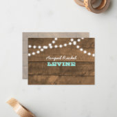 Barnwood Lights Blauwgroen Bat Mitzvah Note Kaart Notitiekaartje (Voorkant / Achterkant in situ)