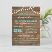 Barnwood Lights Blauwgroen Bevestigingsuitnodiging Kaart (Staand voorkant)